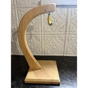 Kamenstein Banana Firm Fresh Holder Hanger with Banana Shaped Hook Light Wood